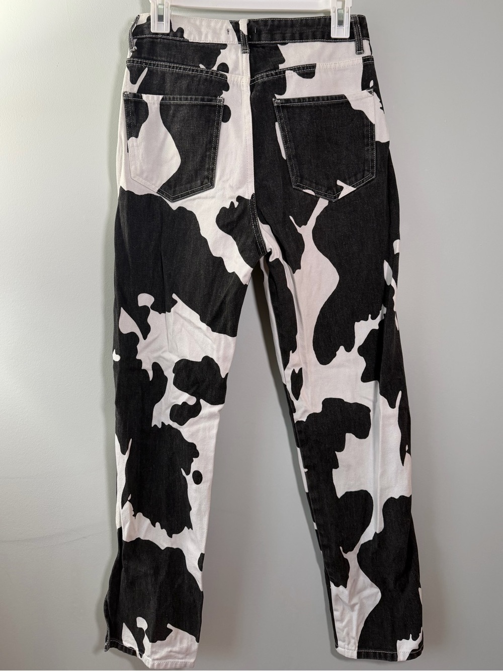 Nasty Gal Black and White Cow Print Denim Jeans - Picture 4 of 8